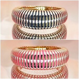 BUNDLE 2 Gorjana Rings 18k Gold Plated Navy & Gold Pink Catalina Enamel Boho